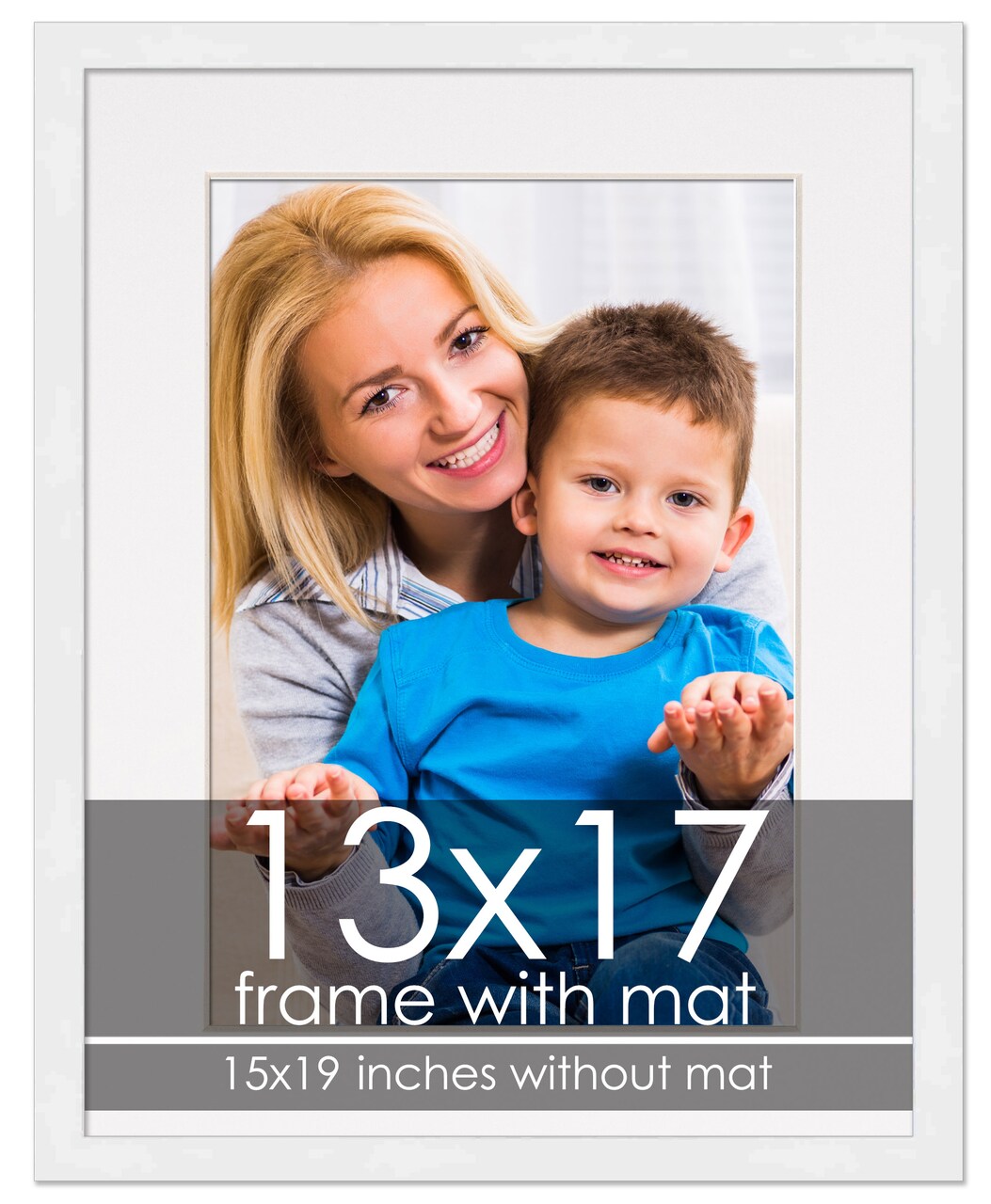 Modern White Frame with White Photo Mat, UV Acrylic Front, Foam Board Backing, 60 Sizes Available